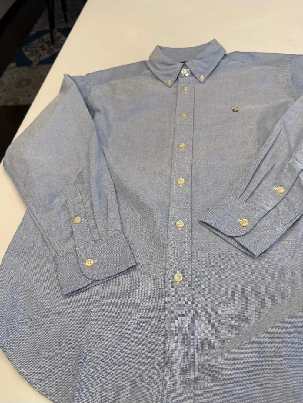Ralph Lauren Set Of 2 Youth Boys Shirt 1 Blue Oxford, 1 Blue White Gingham Sz L